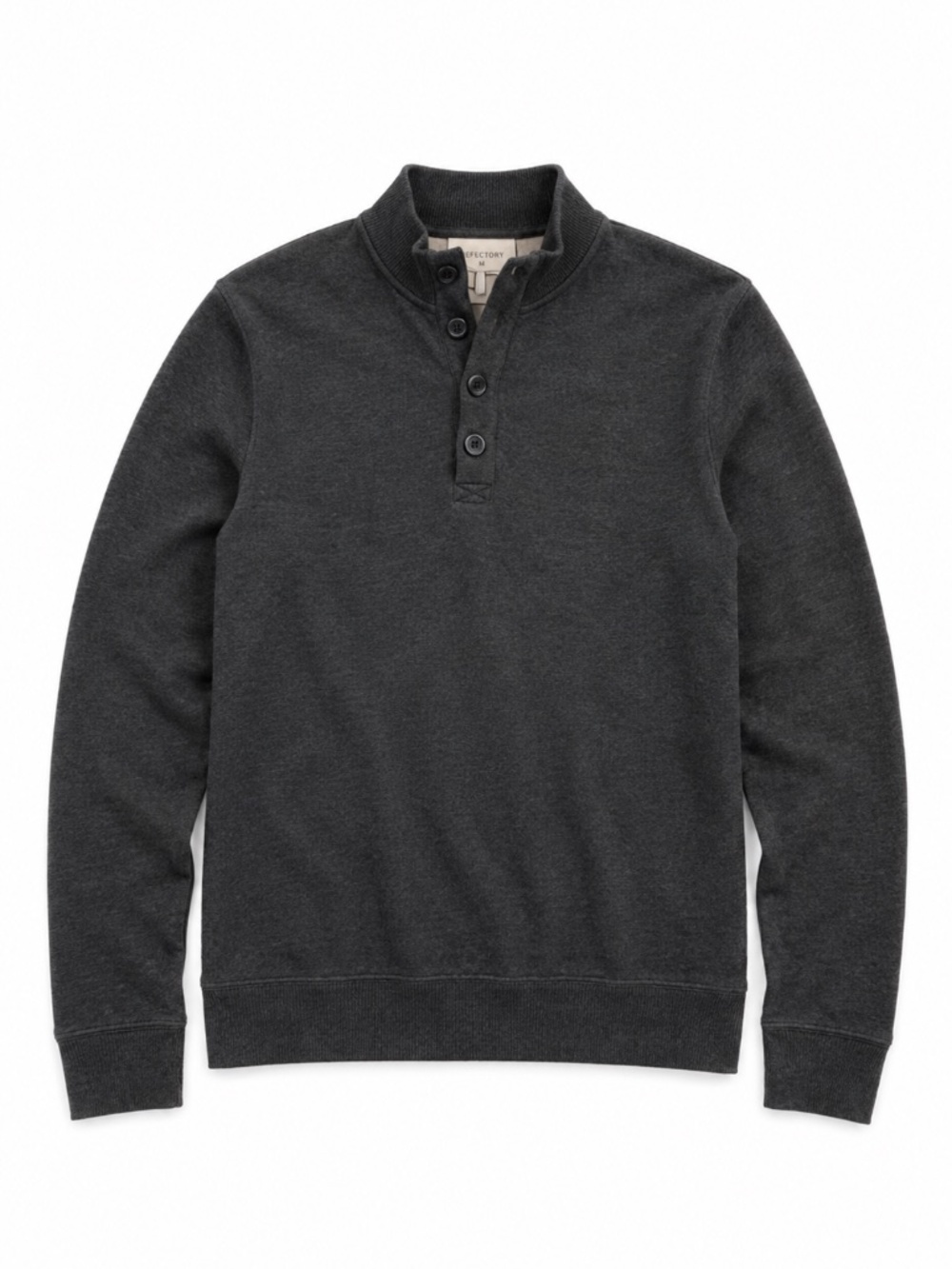 Refectory Men's Gray Quarter Button Mock Neck Sweater Medium